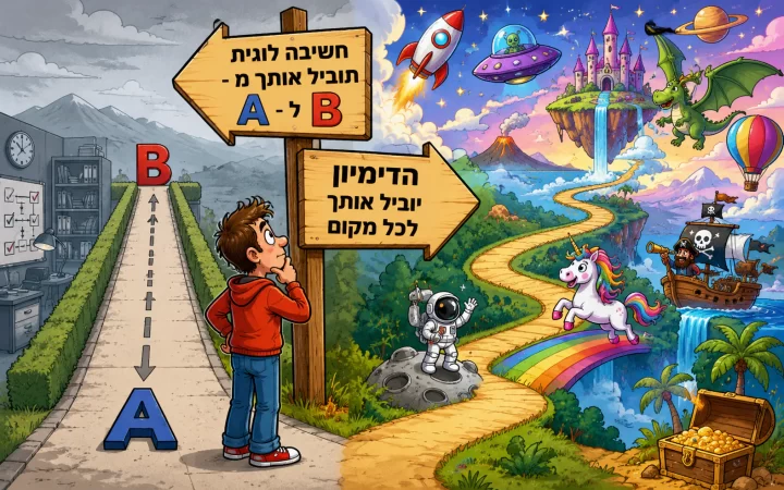חשיבה לוגית תוביל אותך מ – A ל – B הדימיון יוביל אותך לכל מקום